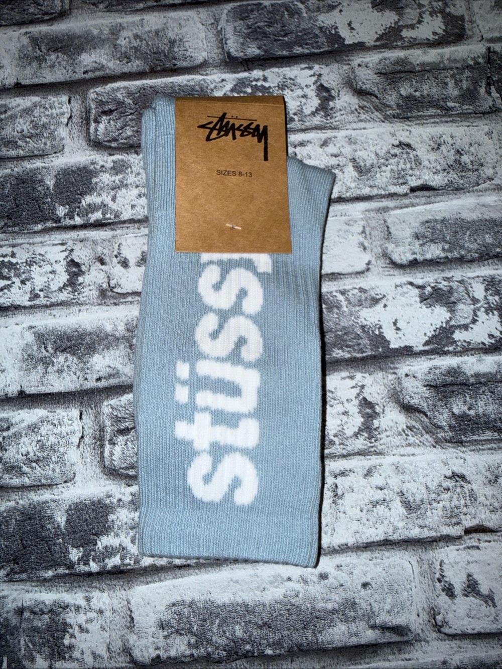 Stussy Crew Socks Blue/White Logo Men's Size 8-13 Machine Washable MPN 138775